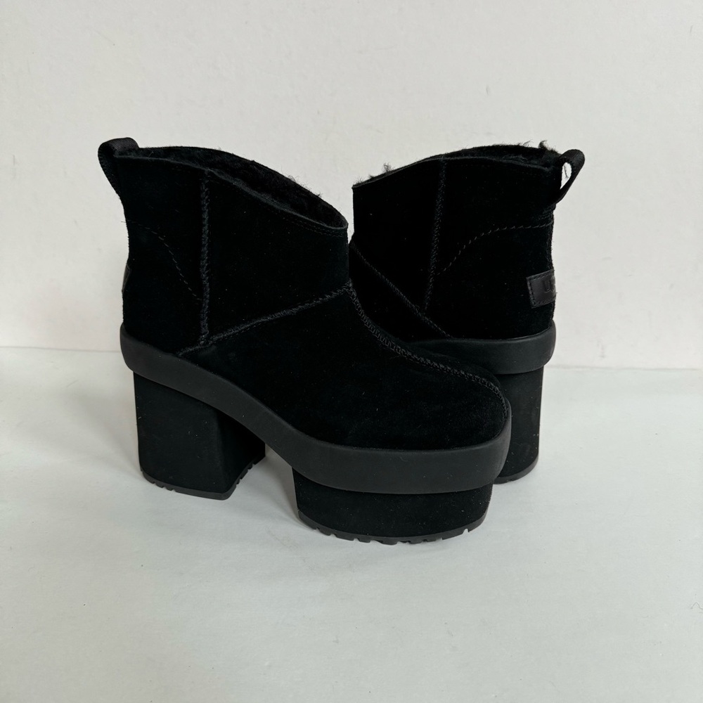 UGG NEW HEIGHTS PLATFORM MINI BLACK CHUNKY BOOTS
